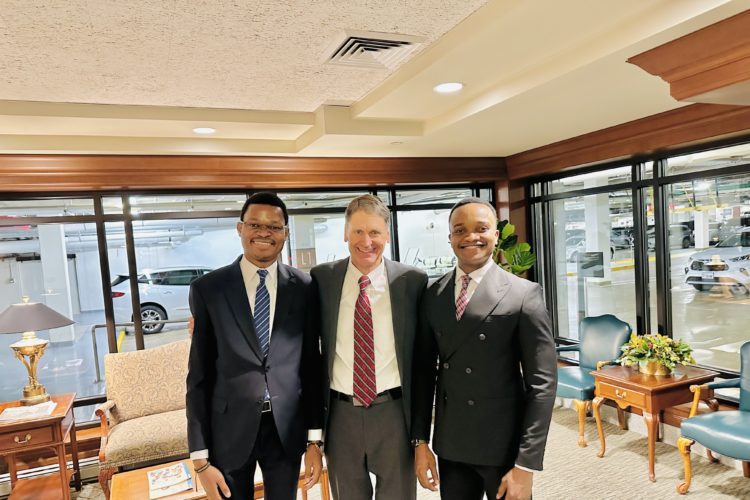 David Muanda and Lievin Kasaka meeting Carl B. Cook in Salt Lake City, Utah