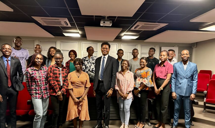 Family photo: David Muanda, CEO of Friendina College, poses for a picture with the attendees of the ELP Meeting at EquityBCDC in Kinshasa.