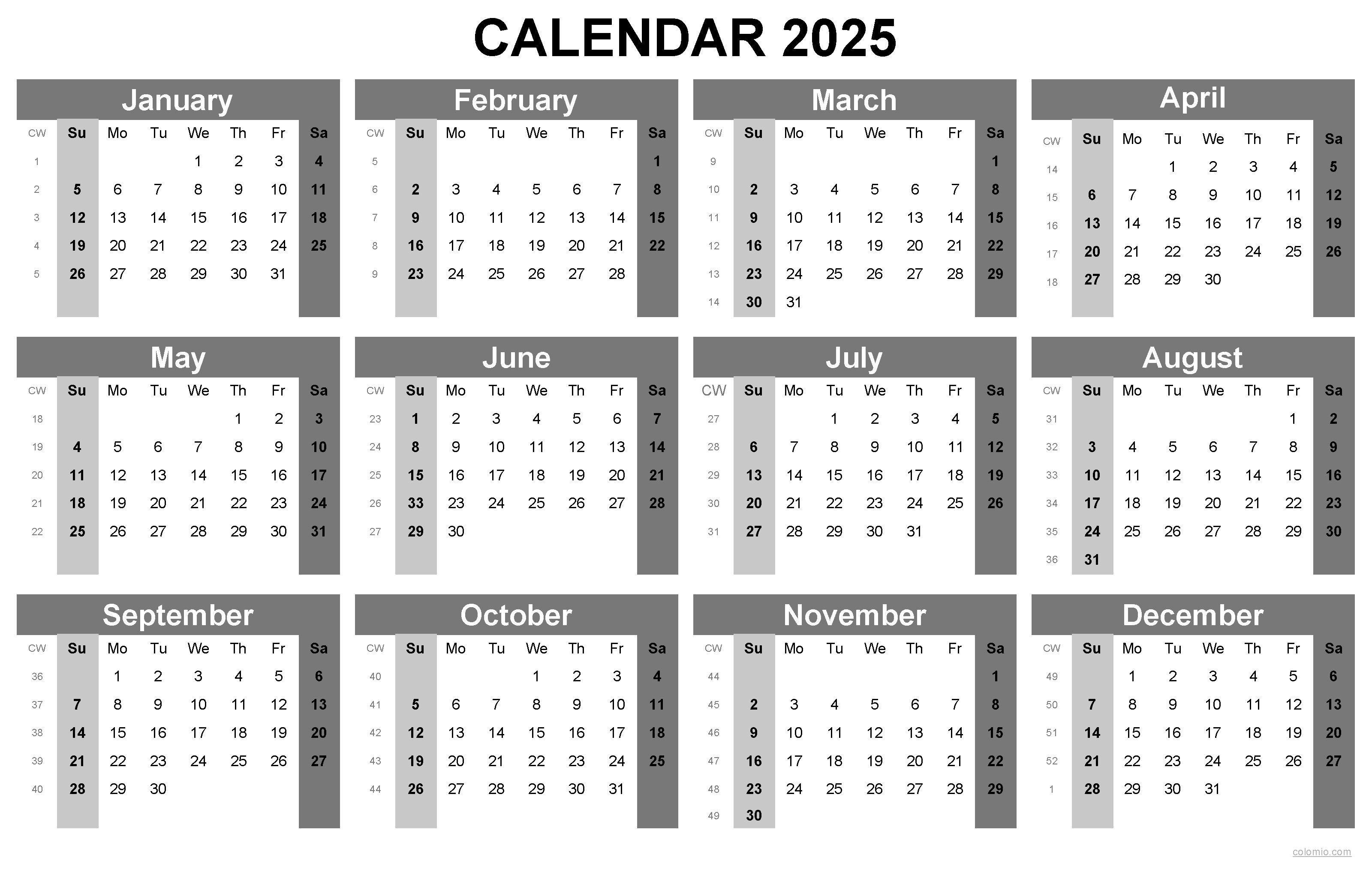 2025 Calendar